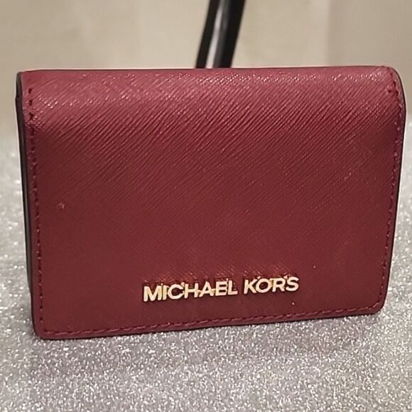 Michael Kors Jet SetSnall Flap Leather ID Card Case- Mulberry - Picture 6 of 8